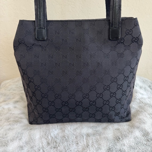 Gucci Gg Canvas / Denim Double Pocket Tote- Black  P0070 - Picture 4 of 14